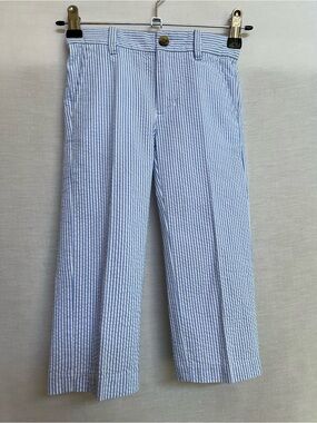 NWT Janie and Jack Light Blue & White Seersucker Kids Pants